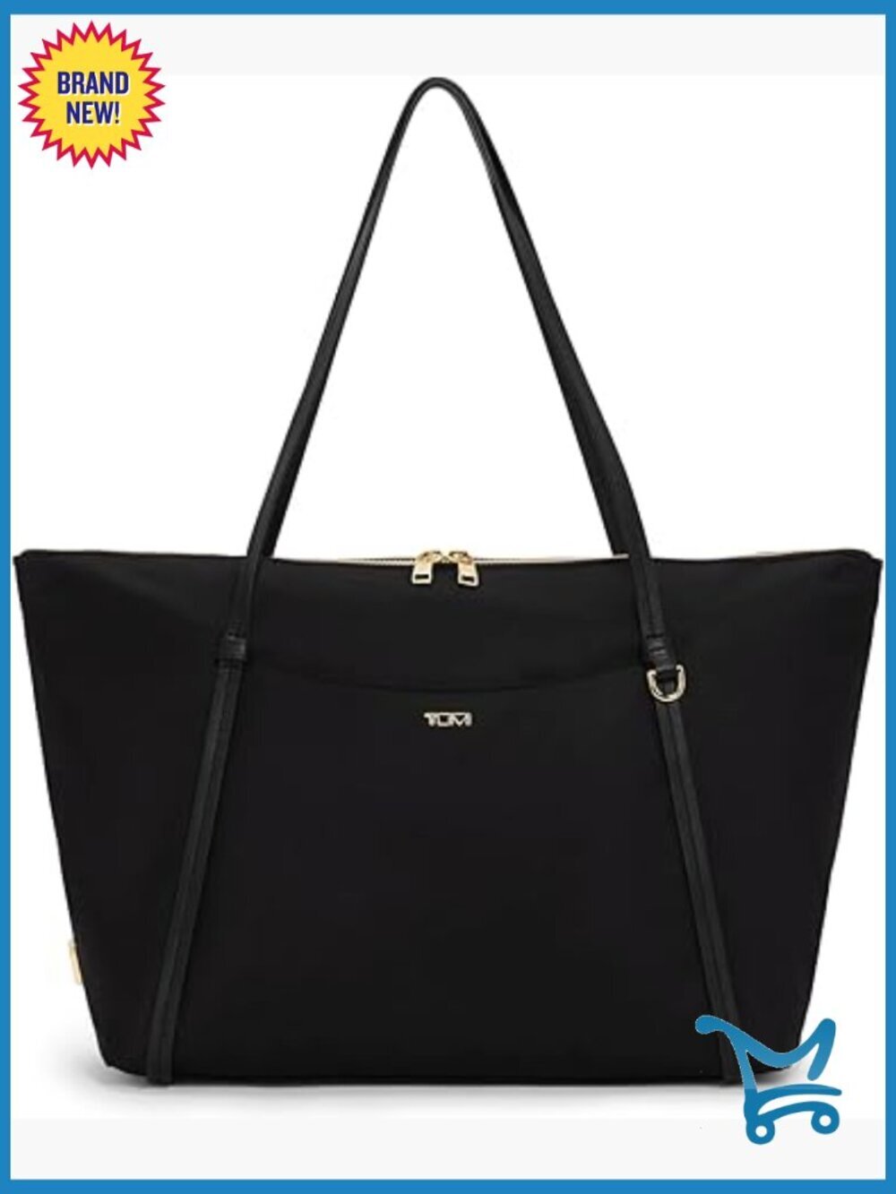 Streamlined Nylon Tote with Leather Straps for Work and Travel